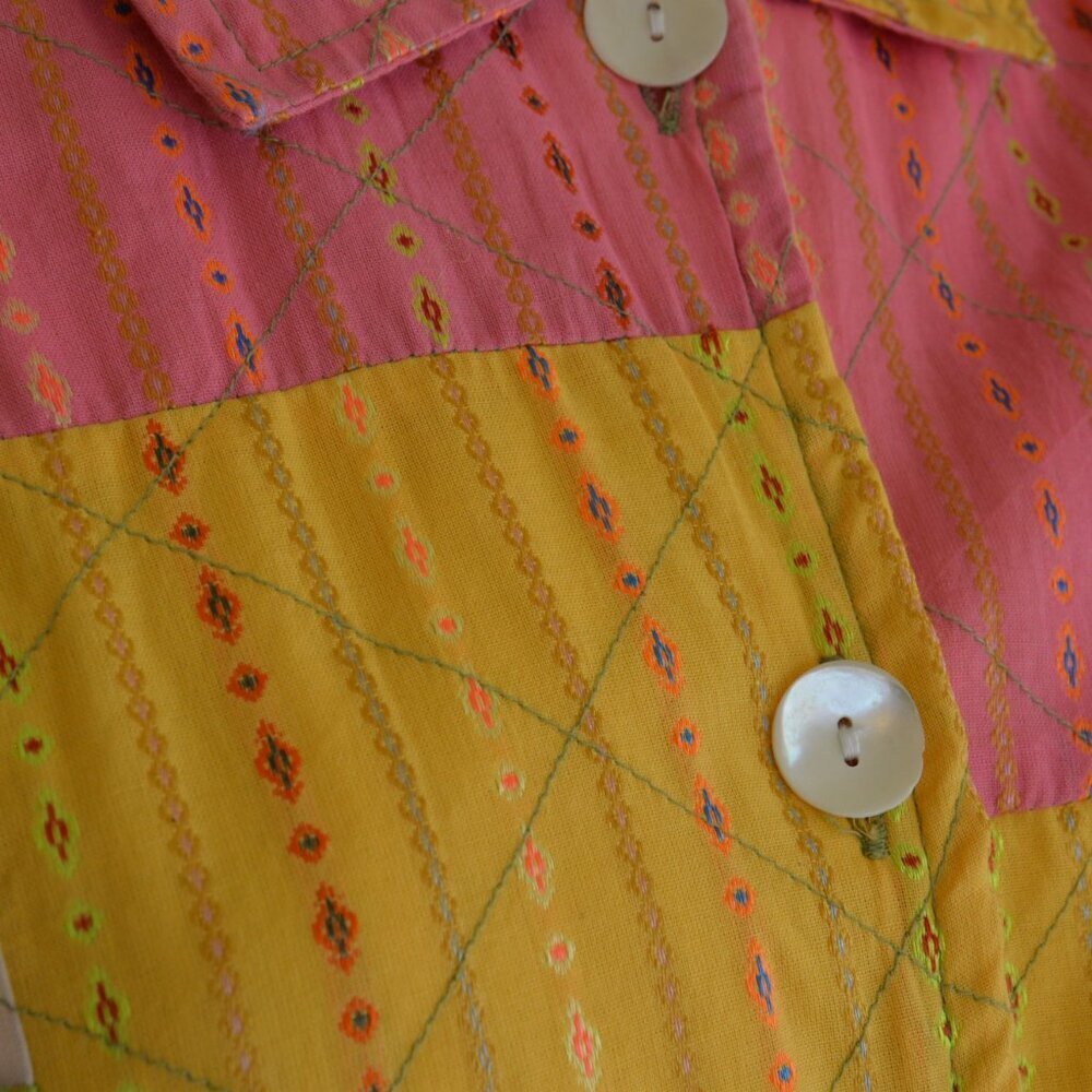 NWT April Cornell Vintage Deadstock Embroidered Patchwork Shirt Sz XL - Picture 7 of 10